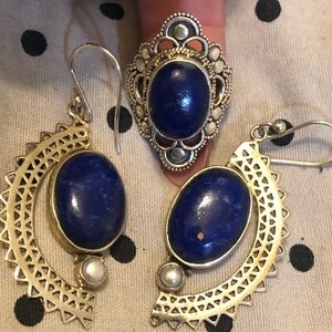 Silver ring and earring set